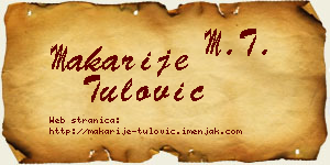 Makarije Tulović vizit kartica